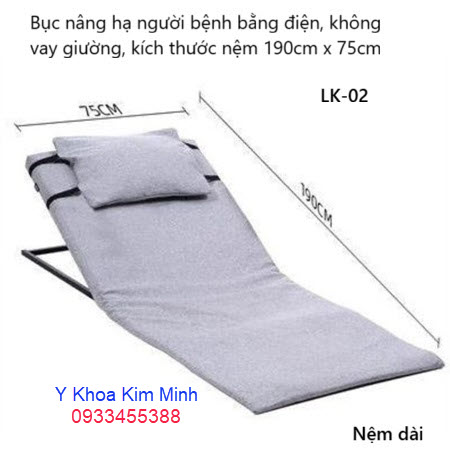 Bục nâng hạ người bệnh chỉnh điện remote không vay giường, nệm dài 190cm x 75cm