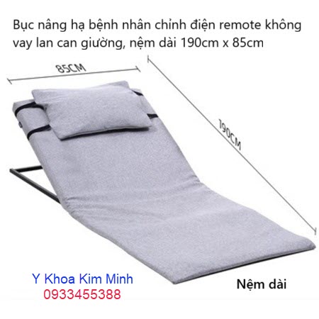 Bục nâng hạ người bệnh tại giường chỉnh điện remote không vay lan can, nệm dài 190cm x 85cm