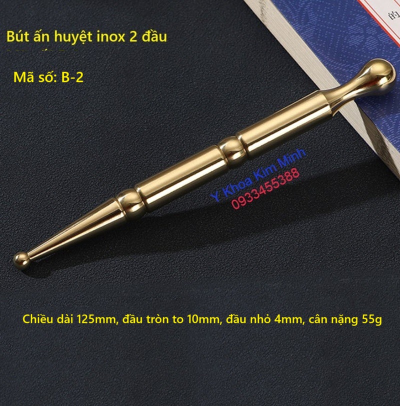 Cây bút đây ấn huyệt đạo 2 đầu bằng inox mã số B-2