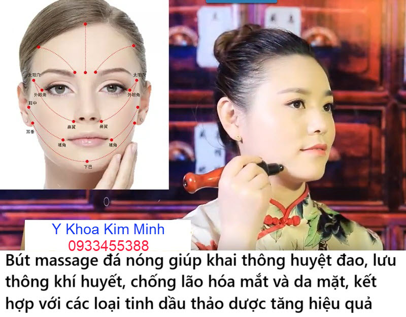 Bút ấn huyệt đá nóng sử dụng điện trực tiếp