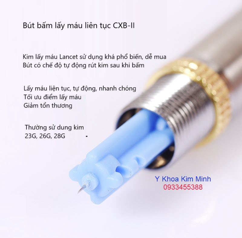 Bút bấm lấy máu liên tục CXB-II dùng 1 kim lấy máu lancet