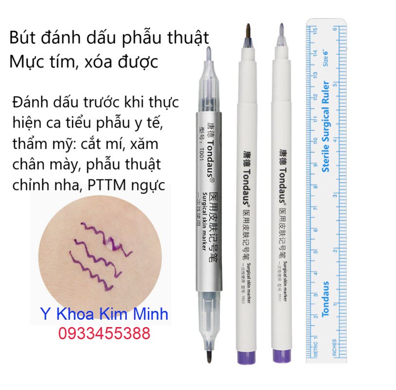 Bút đánh dấu trước khi phẫu thuật y tế thẩm mỹ mực tím xóa được