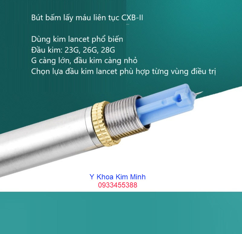 Bút lấy máu liên tục dùng kim lancet 23G, 26G, 28G