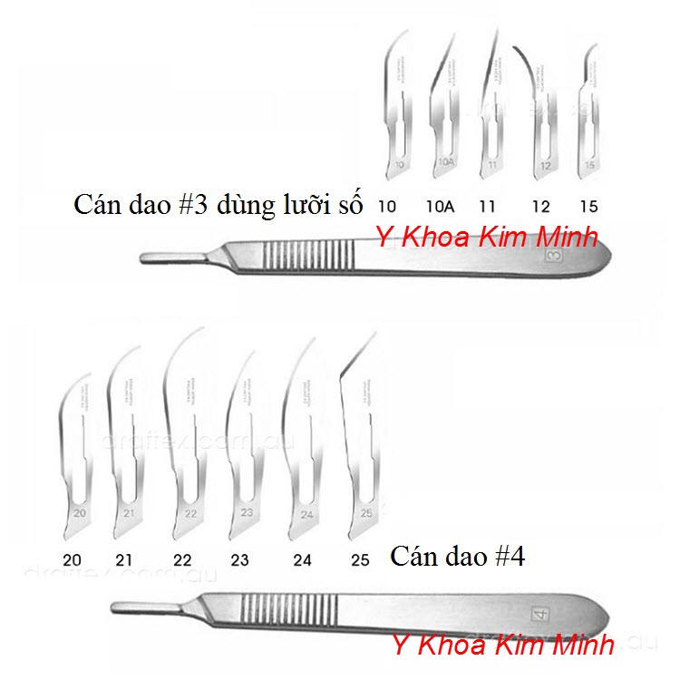 Cán dao mổ tiểu phẩu inox số 3  và số 4 bán tại Tp.HCM - Y khoa Kim Minh