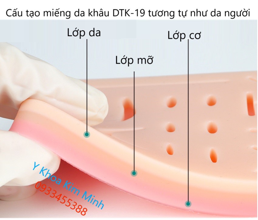 Miếng da tập khâu bằng silicon dùng cho sinh viên y khoa thực hành