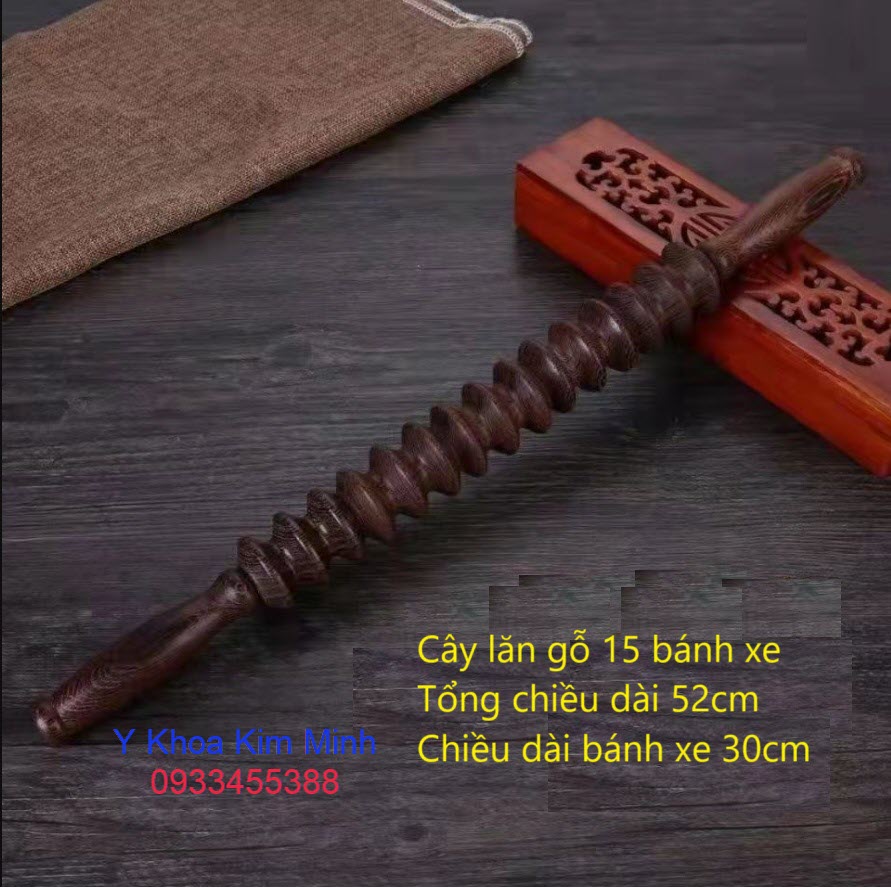 Cây lăn gỗ trị liệu 15 bánh xe trị liệu giảm đau cơ, teo cơ