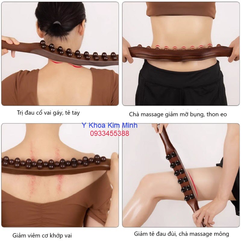 Lăn gỗ 3 hàng dùng masage, giảm đau cổ vai gáy, đau lưng, tê đùi, thần kinh tọa, viêm khớp háng, viêm khớp, đau bả vai, massage toàn thân