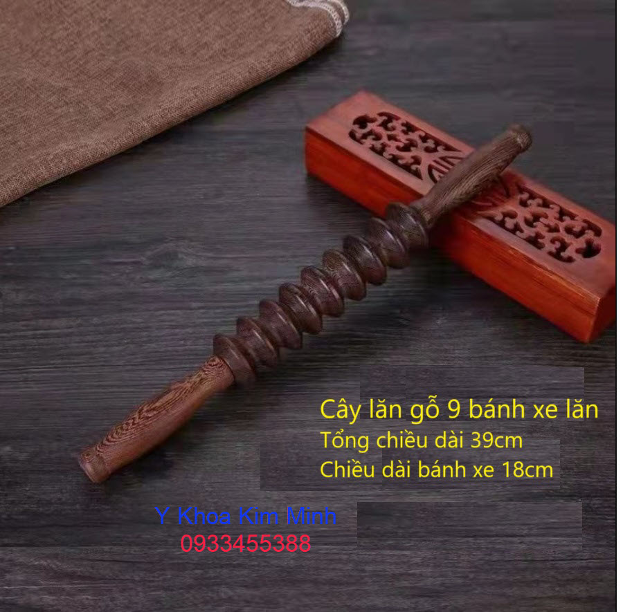 Cây lăn gỗ 9 bánh xe dùng massage body