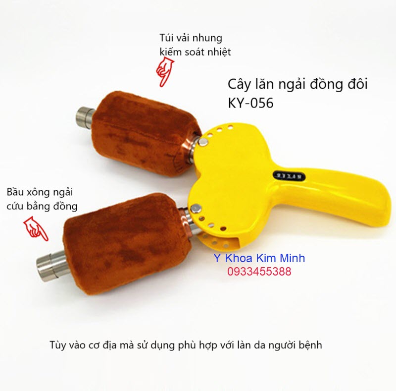 Cây lăn ngải bằng đồng 2 bầu xông KY-056