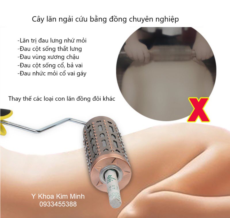 Cây lăn nhang ngải cứu bằng đồng dùng lăn giảm đau cột sống lưng cổ, đau mỏi cổ vai gáy có triệu chứng tê tay