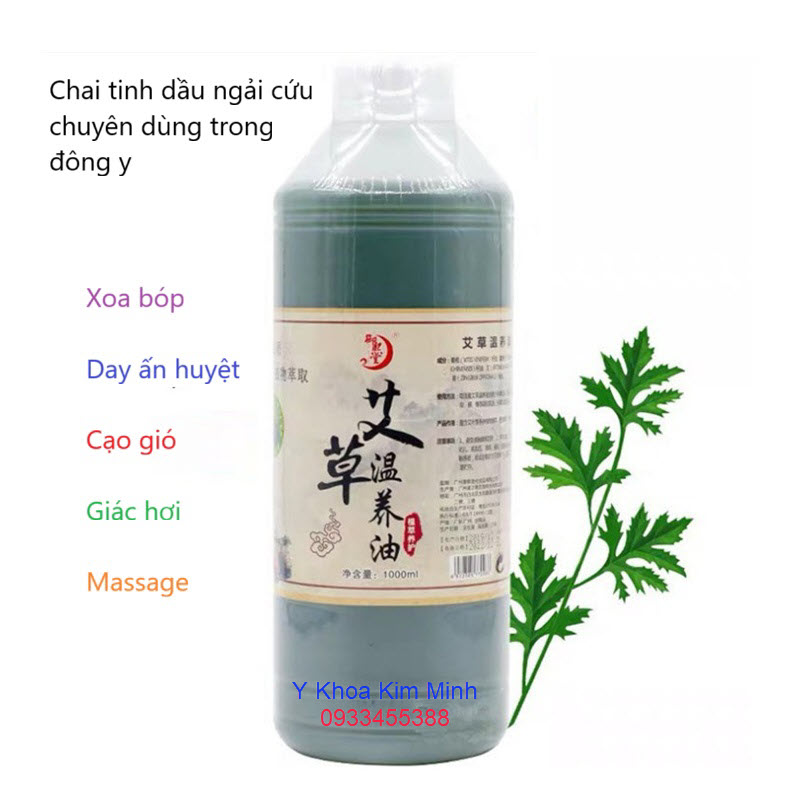 Chai tinh dầu ngải cứu dùng trong đông y để cạo gió giác hơi, xoa bóp, massage giải phong giảm đau nhức cơ xương khớp toàn thân