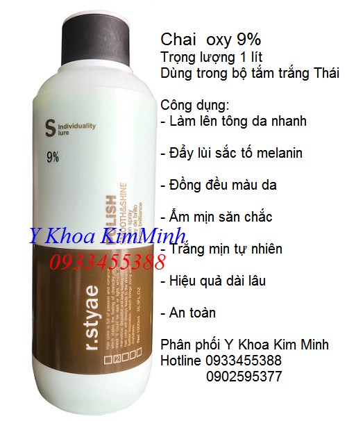 Chai oxy 9% chuyên dùng trong bộ tắm trắng Thái Lan giúp da lên tông sáng hơn nhanh hơn - Y Khoa Kim Minh