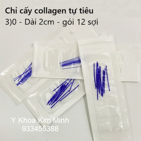 Chỉ cấy collagen tự tiêu dùng trong đông y 3)0 dài 2cm 12 sợi 1 gói