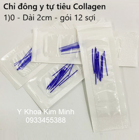 Chỉ đông y tự tiêu collagen PGA dài 2cm gói 12 sợi