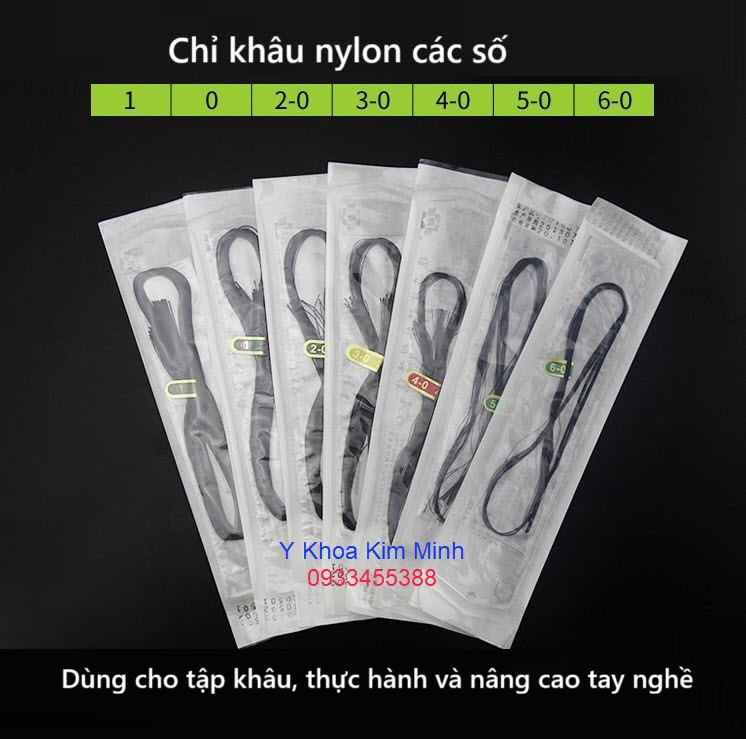 Chỉ nylon y tế thực hành khâu phẫu thuật các số 1-0, 2-0, 3-0, 4-0, 5-0, 6-0