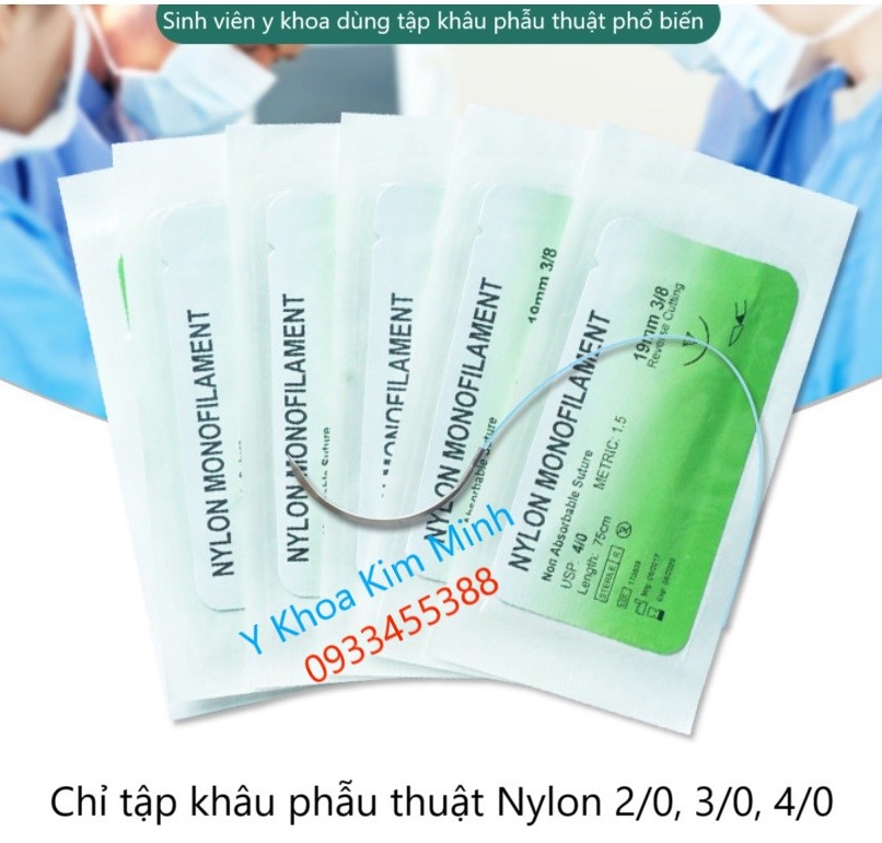 Bán chỉ tập khâu phẫu thuật y khoa y tế, chỉ nylon monofilament