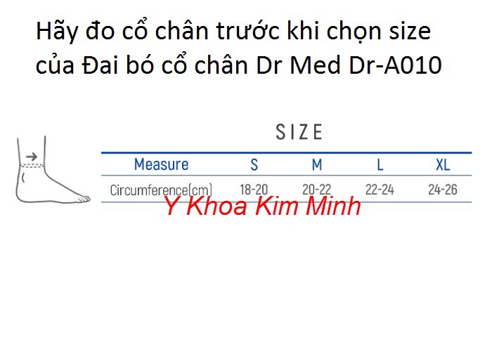 Nên chọn size trước khi mua đai bó cổ chân Dr Med Dr-A010 Hàn Quốc