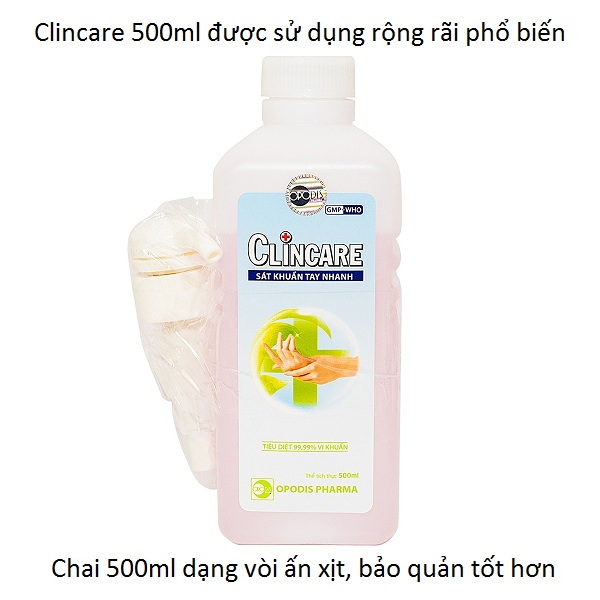 Nước sát khuẩn tay khô sử dụng tại bệnh viện, phòng khám, gia đình nhãn hiệu Clincare - Y khoa Kim Minh
