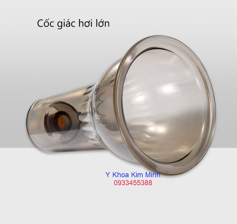 Cốc giác hơi lớn, bằng nhựa có kích thước R x D = 80mm x 100mm nằm trong bộ giác hơi bằng tay có 6 cốc
