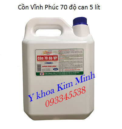 Cồn y tế Vĩnh Phúc can 5 lít nồng độ 70 dùng rửa tay sát khuẩn dụng cụ - Y khoa Kim Minh