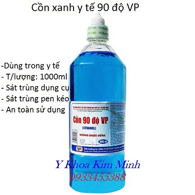 Cồn xanh 90 độ VP dùng sát trùng khử khuẩn dụng cụ, nước rửa tay sát khuẩn - Y khoa Kim Minh