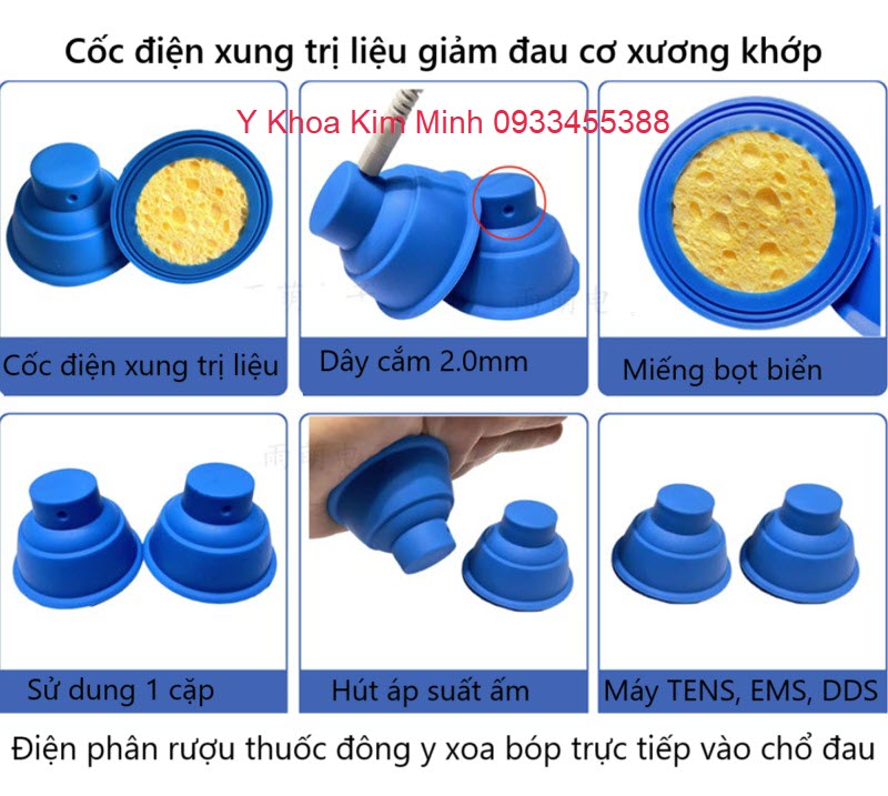 Công dụng của cốc điện xung dùng bọt biển điện phân rượu thuốc đông y trị đau nhức cơ xương khớp