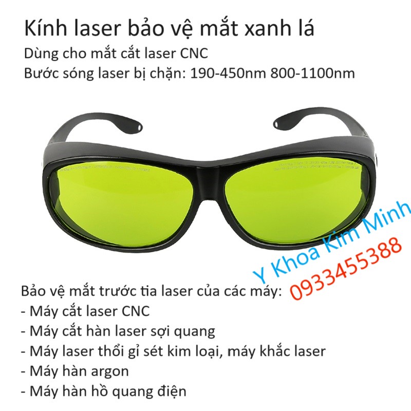 Mắt kính laser xanh lá bảo vệ mắt trước tia laser máy cắt CNC