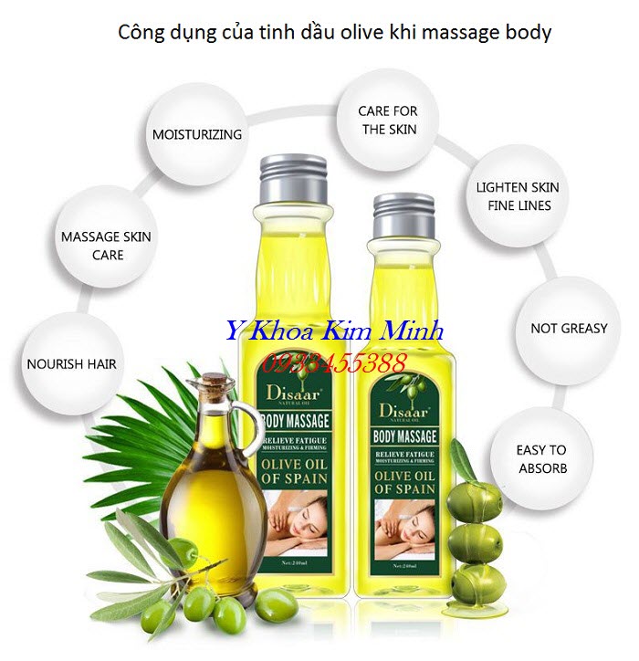 Công dụng tuyệt vời khi dùng tinh dầu olive Spain massage body tại Spa - Y khoa Kim Minh
