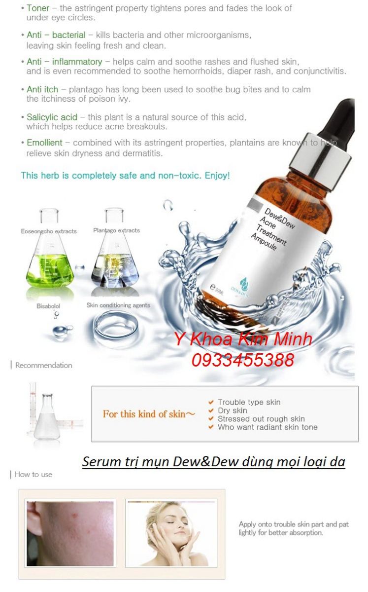 Dew&Dew Acne Treatment Ampoule điều trị các loại da mụn nhanh và hiệu quả