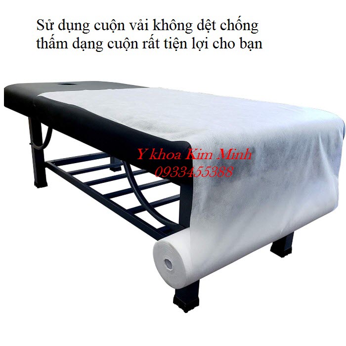 Vải cuộn không dệt 2 lớp gồm 50 tấm chống thấm dùng cho giường spa - Y khoa Kim Minh