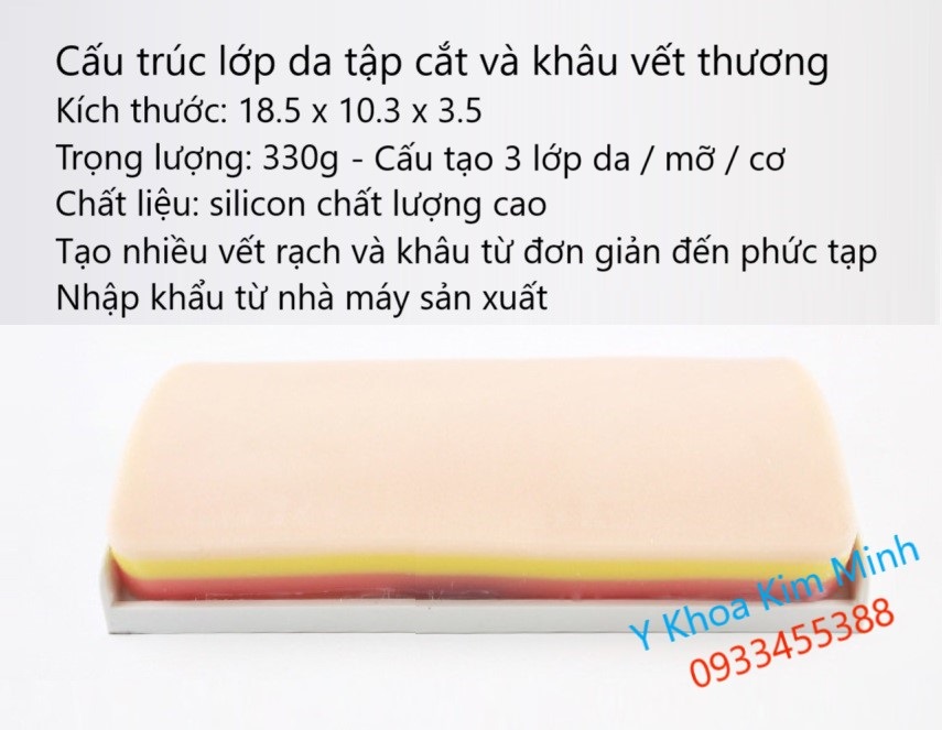 Da giả bằng silicon tập cắt và khâu vết thương