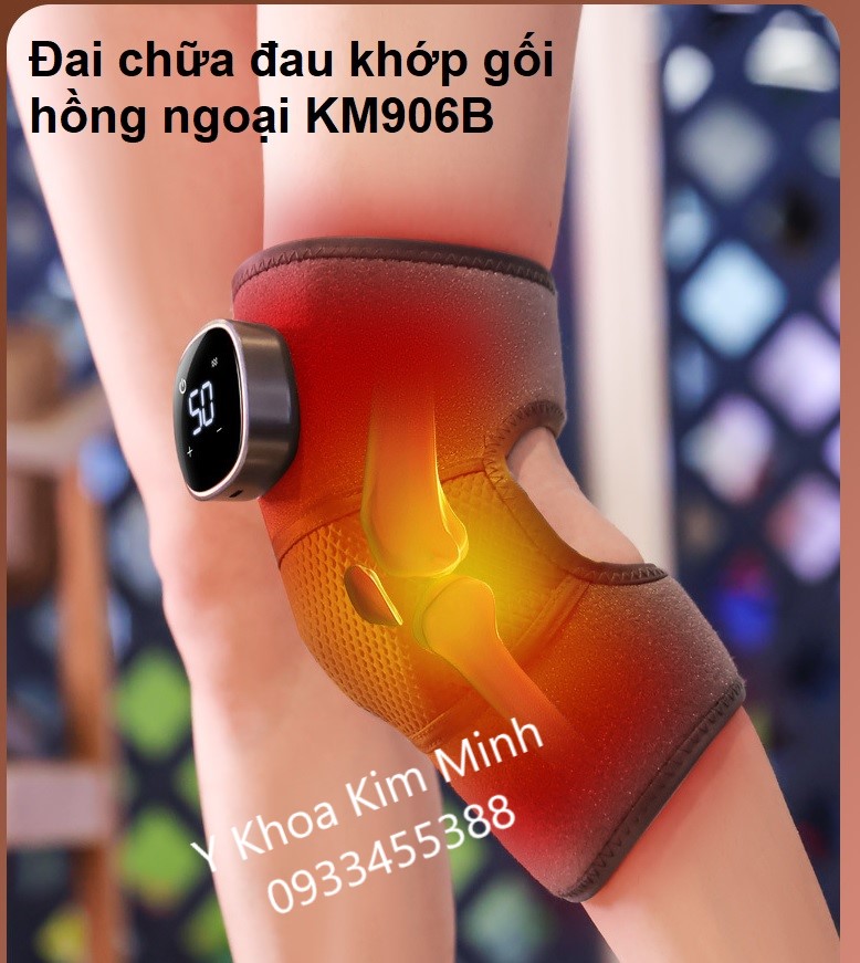 Đai bó chữa đau khớp gối bằng hồng ngoại ngải cứu KM906B