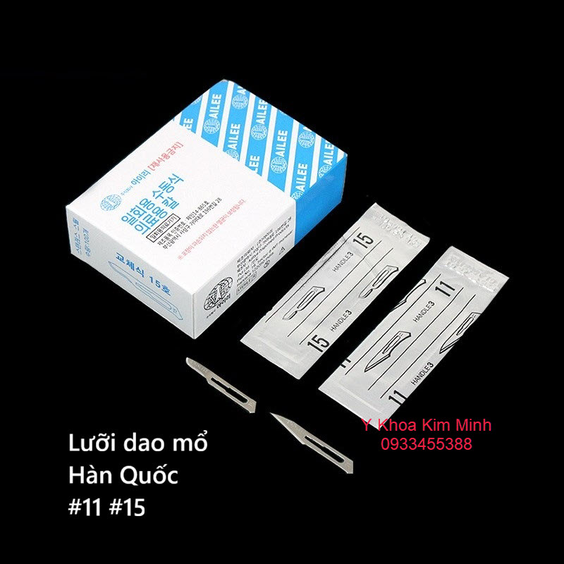Dao mổ phẫu thuật thẩm mỹ dùng lưỡi dao mổ số 11 và số 15 của Hàn Quốc