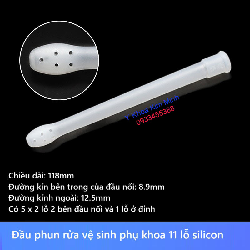 Đầu nối thụt rửa vệ sinh âm đạo dùng trong phụ khoa bằng silicon 11 lỗ