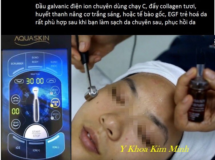 Đầu tay cầm Galvanic máy Aqua Skin chuyên chạy C, đẩy collagen, tăng cường huyết thanh cho da - Y khoa Kim Minh