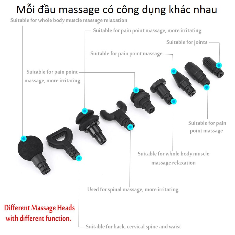 Đầu massage điều trị giảm đau của súng massage gun Phoenix
