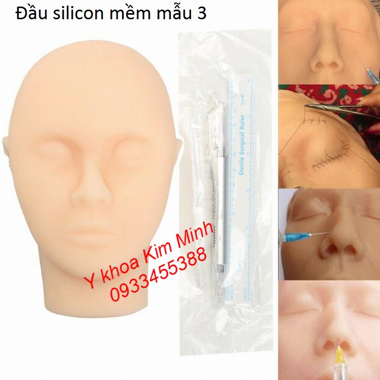 Đầu silicon mềm học tiêm mỹ phẩm, lăn kim, nâng mũi Sline, căng da mặt bằng chỉ silicon - Y khoa Kim Minh