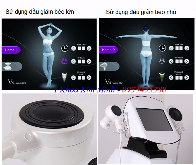 Hình ảnh màn hình và đầu tay cầm điều trị máy giảm béo  cấp tốc Ultra Sharp V4 - Y Khoa Kim Minh 0933455388
