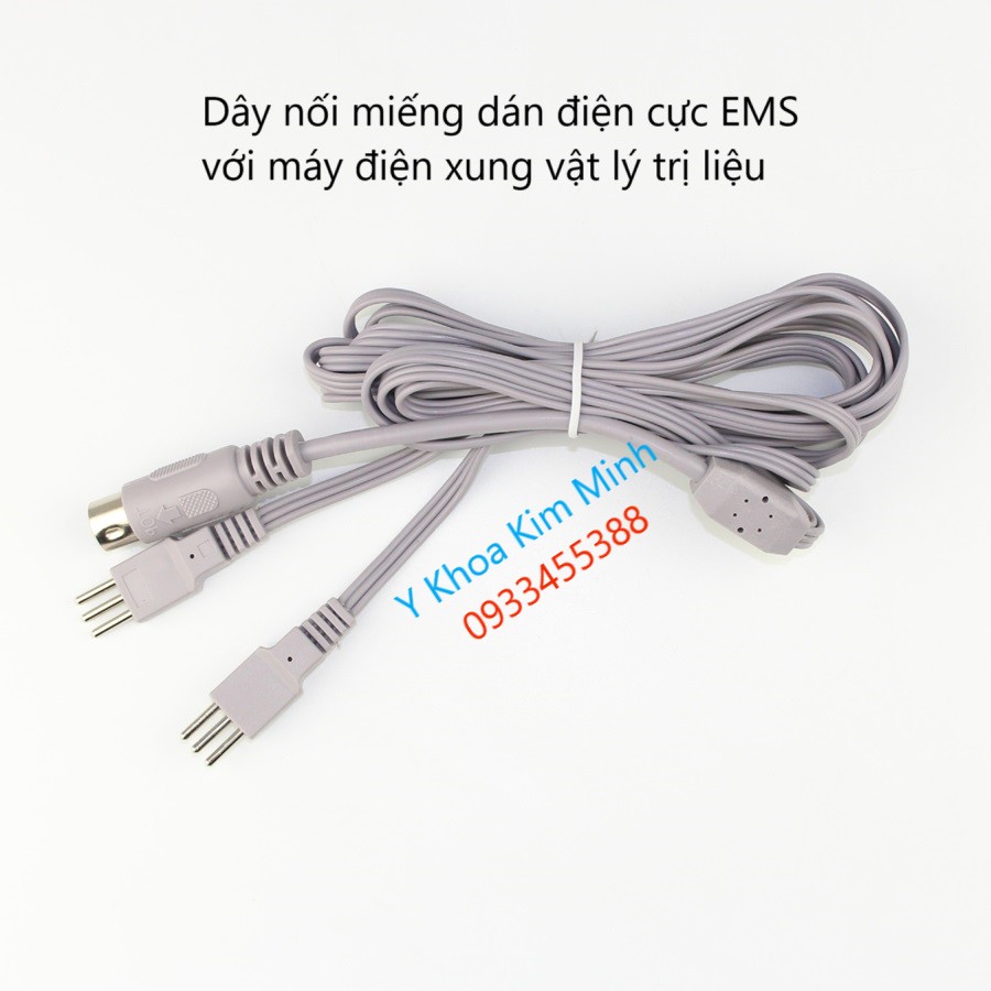 Dây nối tấm điện cực EMS với máy điện xung giắt đầu vào 5, giắt đầu ra 3 với 2 dây