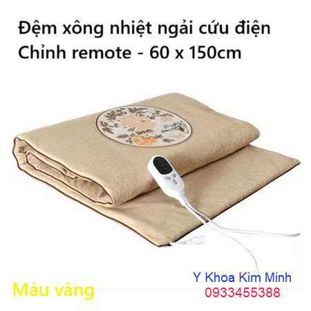 Đệm xông ngải cứu nhiệt nóng chỉnh remote màu vàng 60 x 150cm