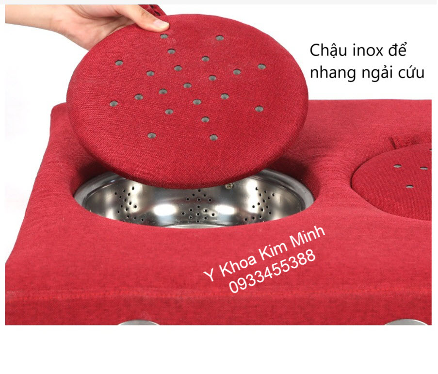 Nệm đệm xông nhang ngải cứu 5 chậu inox