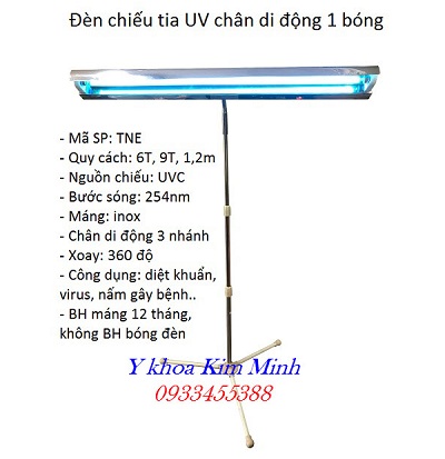 Đèn khử trùng cực tím UV TNE gồm bóng máng 6 tất, 9 tất, 1,2m, treo tường, di động - Y Khoa Kim Minh