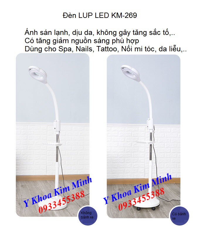 Đèn lup led ánh sáng lạnh có bánh xe tăng giảm ánh sáng KM-269 - Y Khoa Kim Minh 0933455388