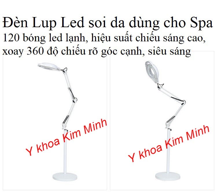 Đèn Lúp Led soi da Spa 120 bóng, đế tròn, xoay 360 độ - Y Khoa Kim Minh