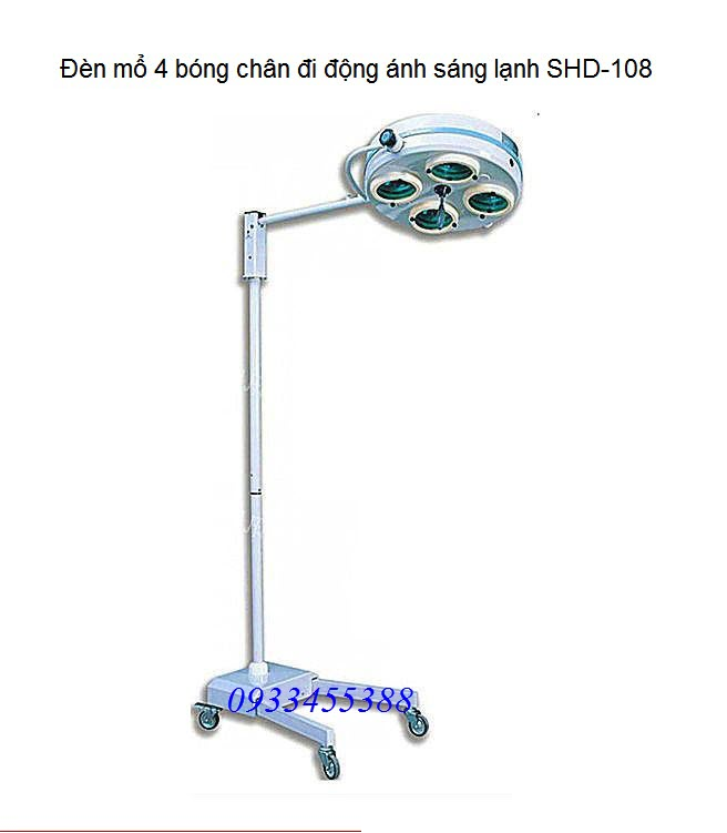 Đèn mổ phẫu thuật 4 bóng ánh sáng lạnh chân di động SHD-108 - Y khoa Kim Minh 0933455388