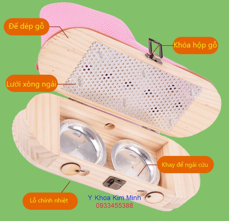 Chi tiết dép gỗ xông ngải cứu bàn chân