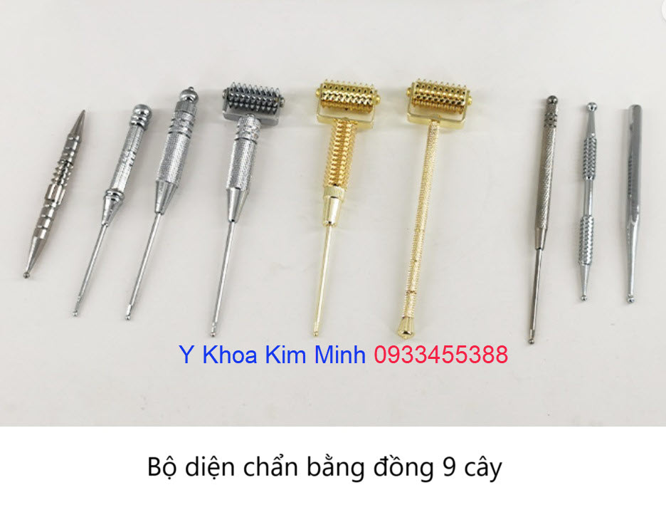 Bộ diện chẩn bằng đồng 9 cây dùng day ấn huyệt đạo vùng tai mặt đầu cổ kẻ tay chân