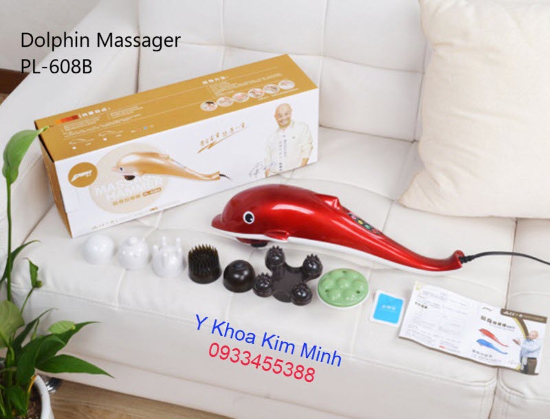 Máy massage cá heo điều trị đau nhức xương khớp 7 đầu có đèn hồng ngoại