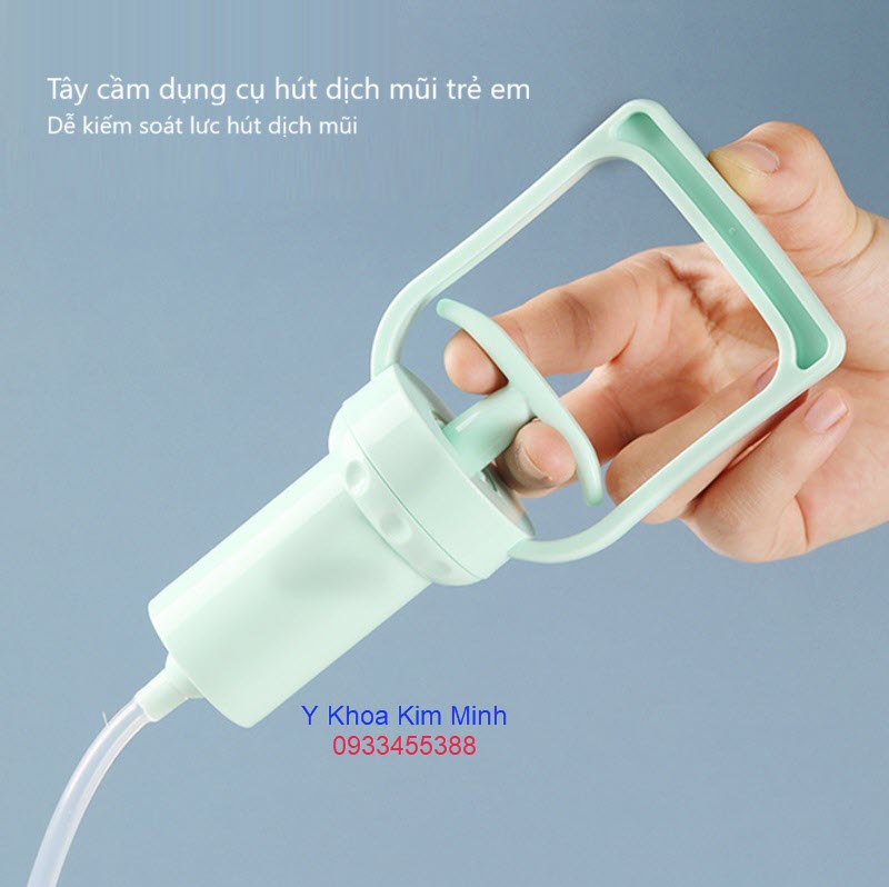 Dụng cụ hút dịch mũi trẻ em với tay cầm tạo lực hút có thể kiểm soát lực hút tùy vào độ tuổi và sức khỏe của trẻ