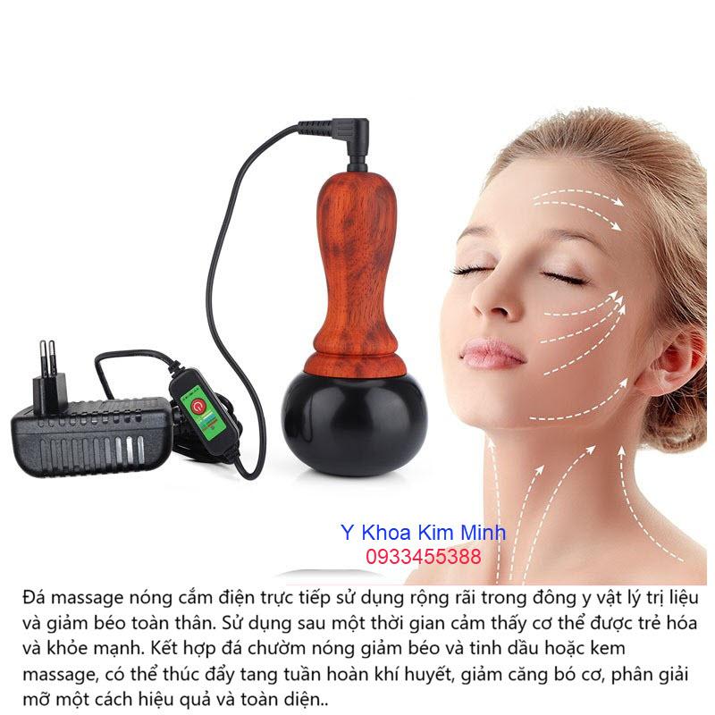 Dụng cụ lăn đá masage nóng bằng điện giảm béo, giảm đau nhức toàn thân, thư giãn cơ báp và giúp ngủ ngon